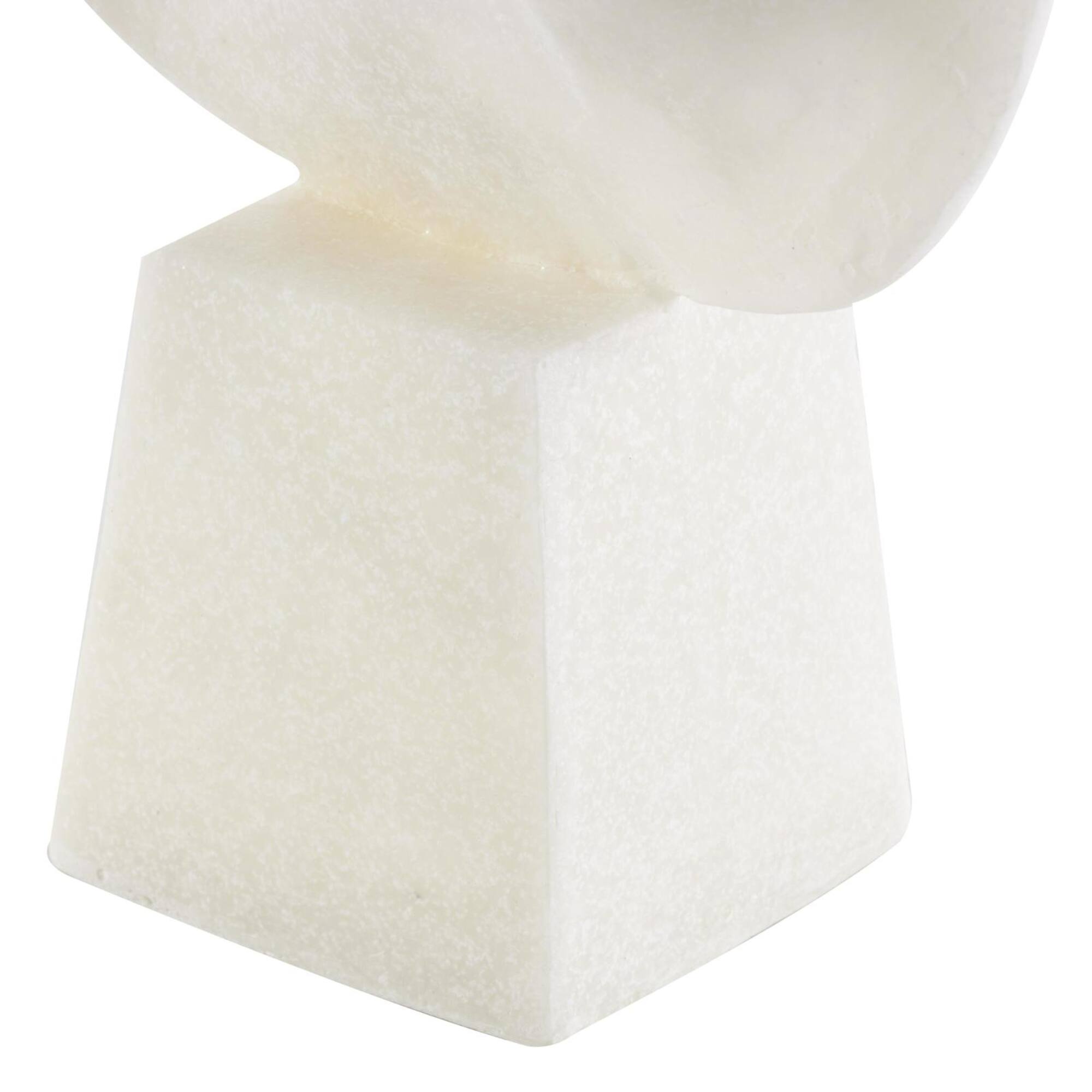 19" White Textured Wave Sculpture with Elevated Base